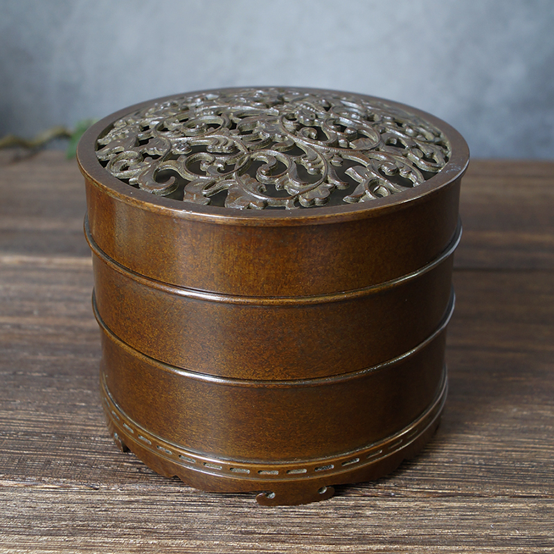 Sugong Purple Copper Incense Burner with Three-Layer Incense Holder, Incense Burner for Incense Ceremony, Tea Ceremony, Zen Style, Direct Sales from the Manufacturer with Free Shipping