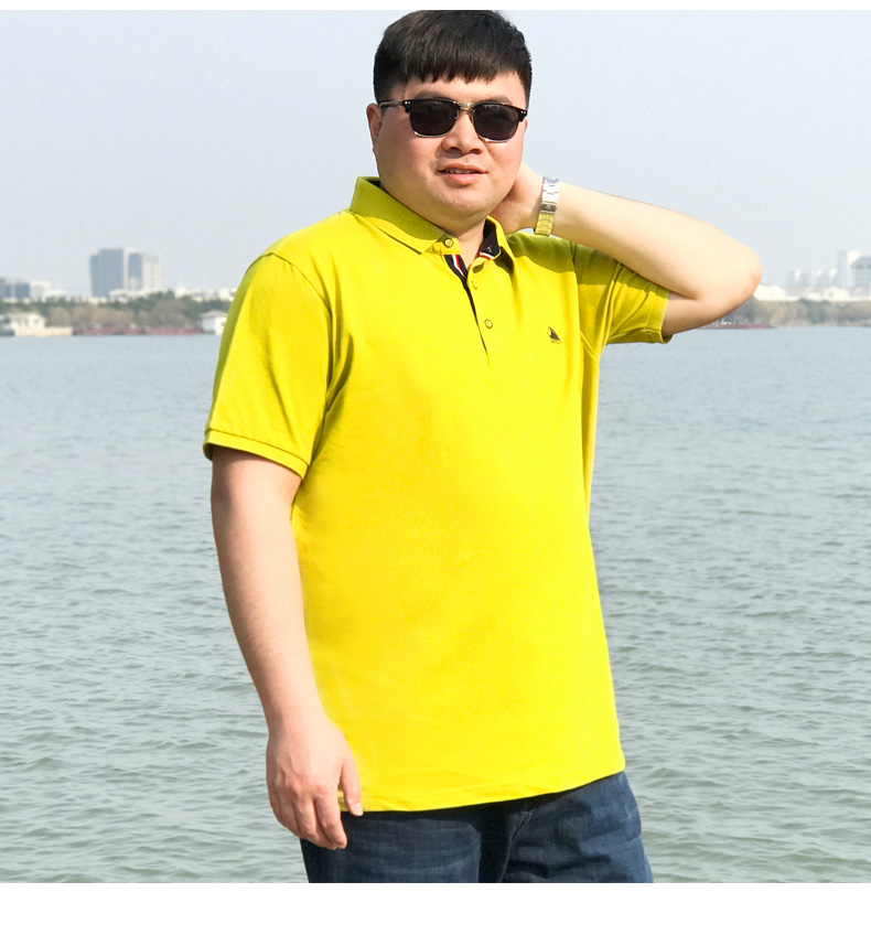 Thêm phân bón để tăng nửa tay áo POLO áo sơ mi kích thước lớn chất béo nam ngắn tay đa màu lỏng thêm lớn thường ve áo t-shirt màu rắn áo polo trắng