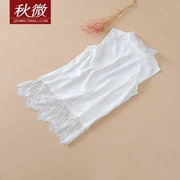 Mùa thu vi đáy áo sơ mi nữ trung dài mới hoang dã ngọt ngào khí chất ren áo sơ mi không tay đứng cổ áo sơ mi voan