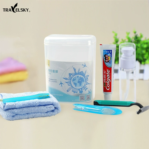 Портативный комплект для путешествий, зубная паста, зубная щетка, полотенце, коробка для хранения