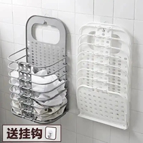 Enjin Household products factory multi-function folding dirty clothes basket Bathroom wall-mounted dirty clothes Lou wall-mounted storage artifact