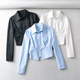 Micn~College JK style short slim white long-sleeved shirt women's design sexy pure desire pleated inner shirt
