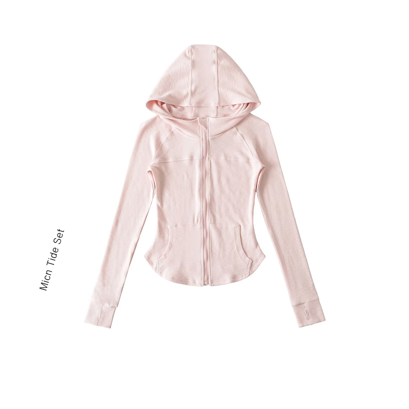 Miancun Pure Desire Style Slim Fit Zipper Hooded Cardigan Autumn New Thin Yoga Sweatshirt Jacket for Women Miancun Pure Desire Style Slim Fit Zipper Hooded Cardigan Autumn New Thin Yoga Sweatshirt Jacket for Women