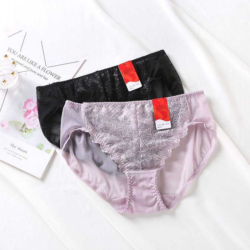 Gujin panties 1H165 triangle mid-waist sexy lace underwear counters can be matched with bra 0H765