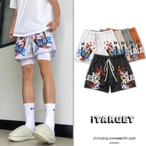 American Shorts Tide Card Sports Basketball Mens Summer Speed Dry Breathable 50% Pants Fitness Training Casual 100 hitch