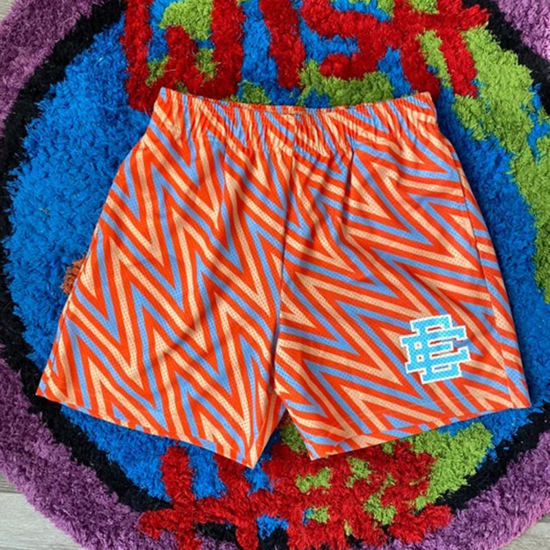 EE American sports shorts men tide printing loose Neteye breathable leisure basketball running four-way pants summer