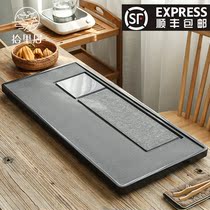 Shiliju natural black gold stone tea tray Simple Kung Fu tea set Household high-end fire stone dry tea Taiwan No 1