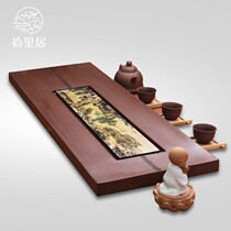 Pick up the red sandalwood red jade stone tea tray home shadow sculpture creative tea sea stone tea set tea ware large drainage tea table