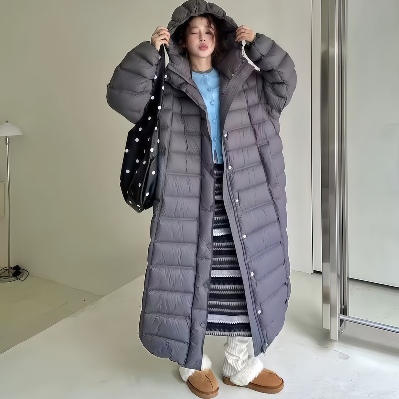 Korean Original Ribbed down Jacket 90% White Duck down 2026 Winter Over-The-Knee Extra-Long Turtle Back Puff Hooded Thick Coat Korean Original Ribbed down Jacket 90% White Duck down 2026 Winter Over-The-Knee Extra-Long Turtle Back Puff Hooded Thick Coat