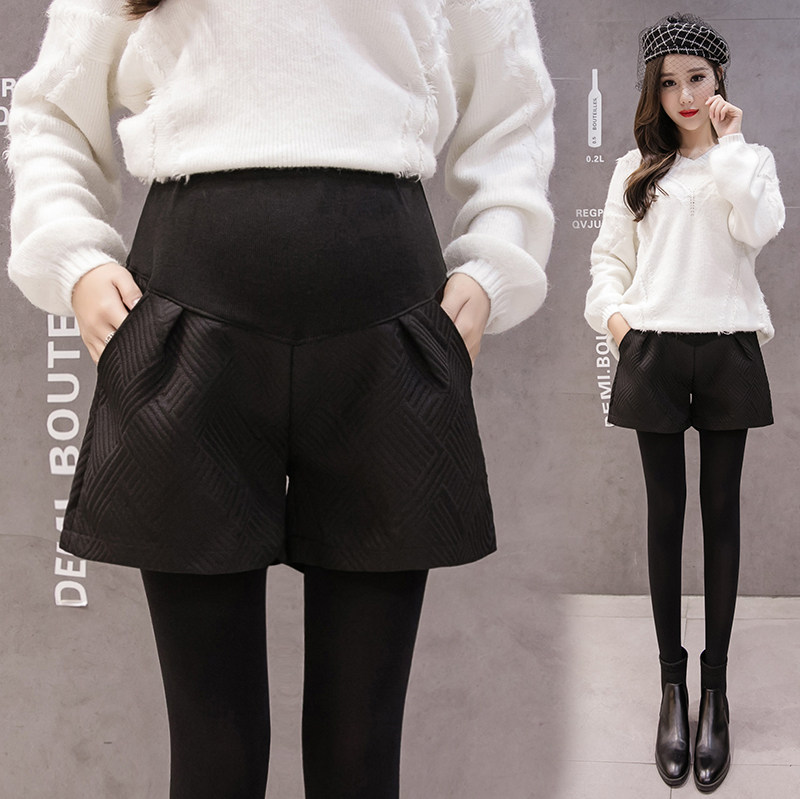 Pregnant Woman Shorts Autumn Winter Money Outside Wearing Fashion Broadlegged Pants 2021 New Tide Moms Black 100 Hitch Bottom Shorts