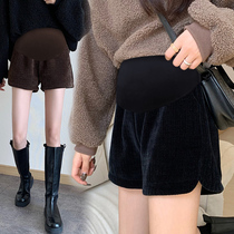 2021 new pregnant women shorts for autumn and winter wear fashion snow Neil wide-legged pants winter loose tobellied bottom boot pants