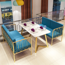 Nordic wrought iron sofa deck table and chair combination casual cold drink bar coffee milk tea shop restaurant marble table