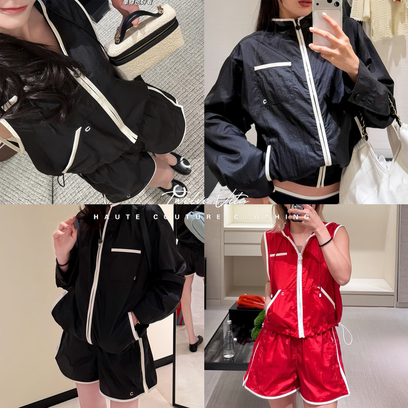 Twelve Vita Island Vacation Series 26Ss Nylon Texture Sun Protection Stand Collar Jacket/Shorts for Women Twelve Vita Island Vacation Series 26Ss Nylon Texture Sun Protection Stand Collar Jacket/Shorts for Women