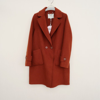 拉系S撤柜正品女秋冬A型舒柔羊毛混纺双面呢外套短大衣4A7049焦糖