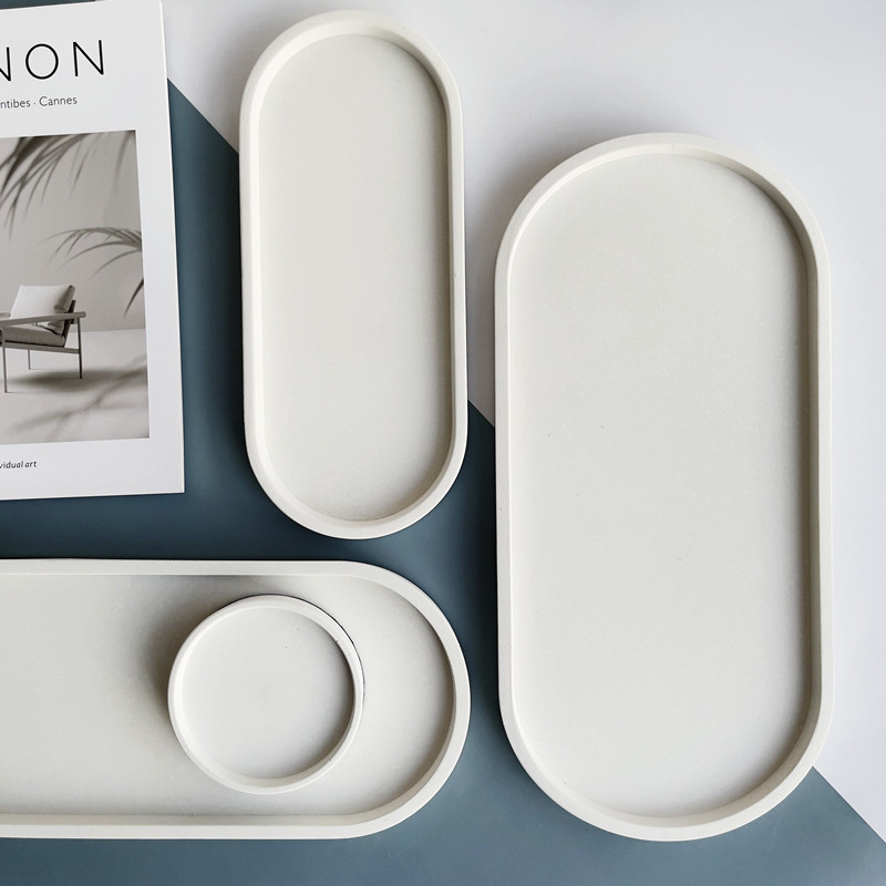 Nordic Clear Water Concrete Dried Fruit Tray Jewelry Storage Tray Tray Living Room Coffee Table Bedroom Home Decoration Ornament