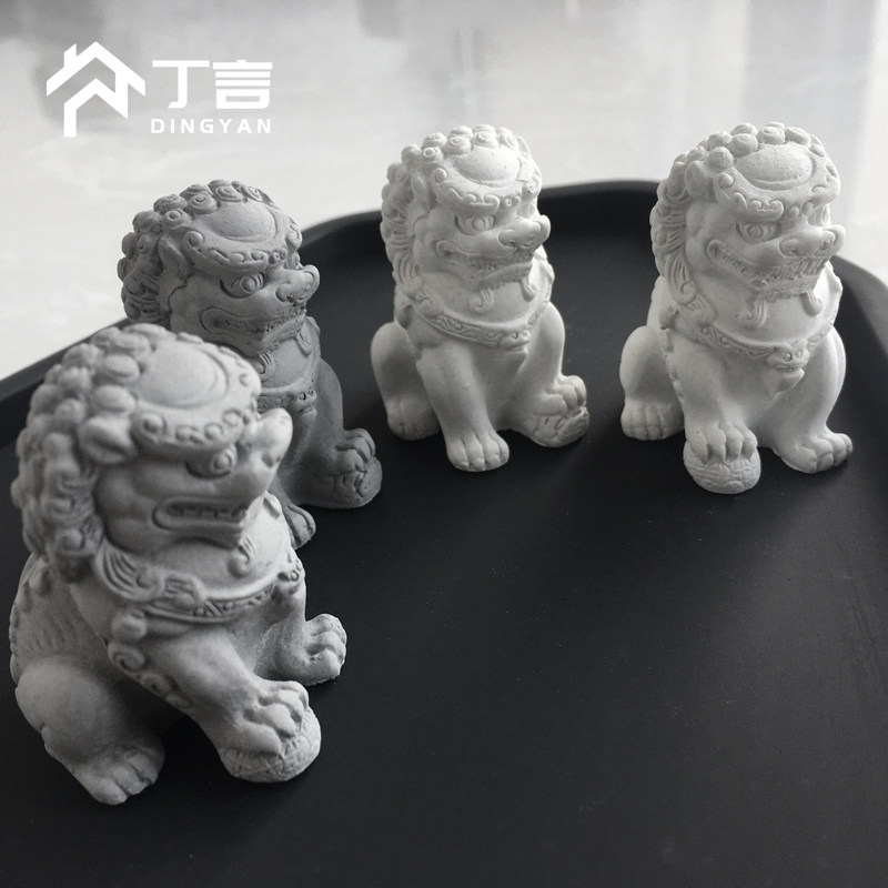 New Chinese style cement mini small stone lion Chinese traditional decoration creative gift home living room decoration decoration