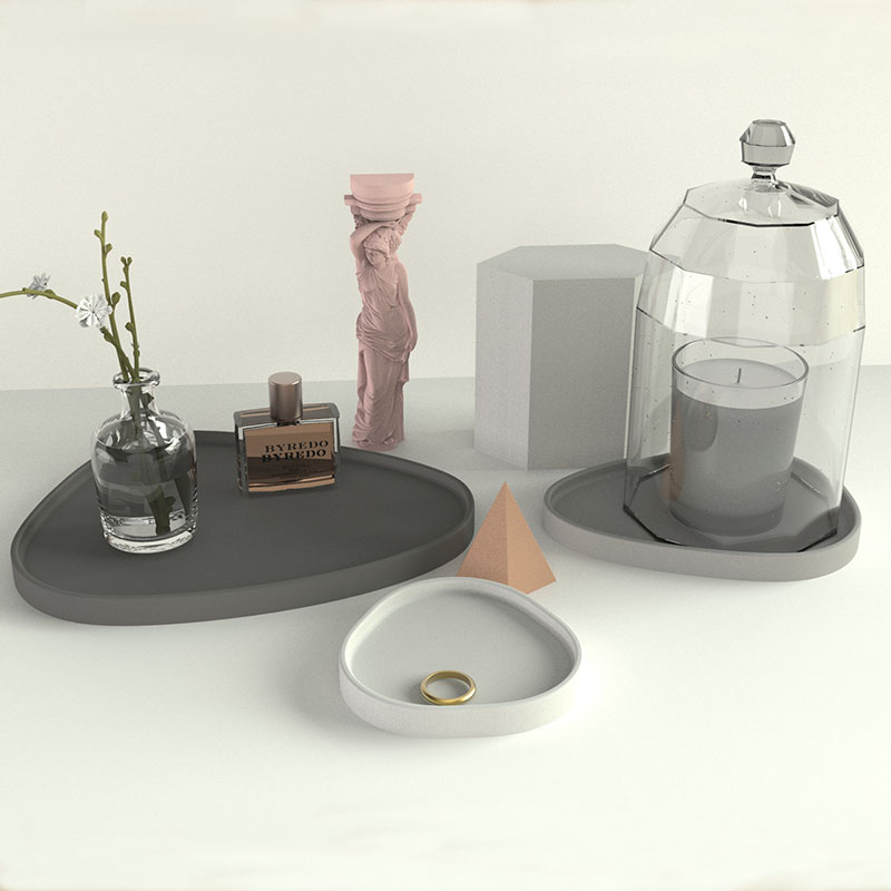 Nordic Clear Water Concrete Dried Fruit Tray Jewelry Storage Tray Tray Living Room Coffee Table Bedroom Home Decoration Ornament