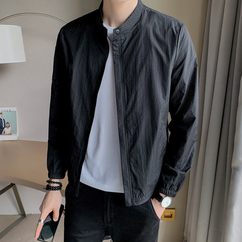 Pierre Cardin Sun Protection Jacket Men's Baseball Jacket Sports Outdoor Stand-Up Collar Sun Protection Clothing Summer Skin Jacket Thin Coat