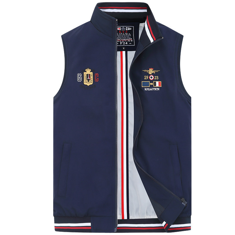 Pierre Cardin Men's Vest Summer 2026 Thin Large Size Casual Sleeveless Vest T-Shirt Jacket Stand Collar Vest