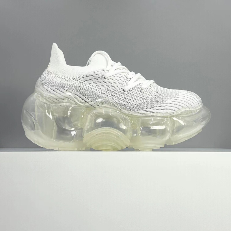 Japanese Style Full-Length Air Cushion Shoes for Women 2025 New Black Shoes Knitted Thick-Soled Height-Increasing Ice Cube Shoes Casual Sports Shoes