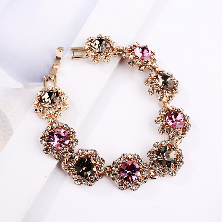 Hàn quốc Siêu Đèn Flash Rhinestone Retro Bracelet Phụ Nữ Thời Trang Pha Lê Tay Trang Sức Quà Tặng Net Vòng Đeo Tay Màu Đỏ Sen Vòng Tay Vòng Tay