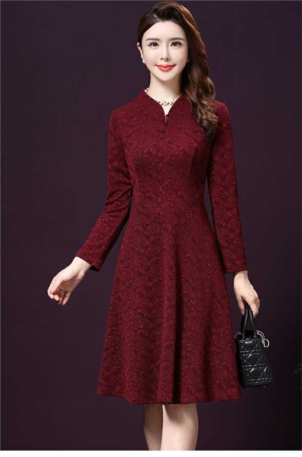 Váy cưới Wang Xiaoya kiểu mẹ Trung Quốc mang phong cách retro thanh lịch 2018 mùa thu mới lễ hội cỡ lớn váy nữ trung niên