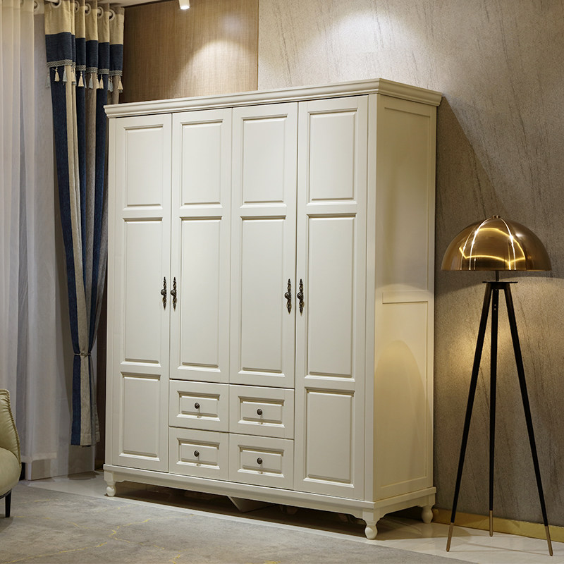 American country overall large wardrobe solid wood wooden bedroom 3 four five six door combination wardrobe oak white