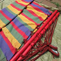 Factory direct canvas with iron ring hammock wooden stick wear ring hammock outdoor indoor creative swing hammock