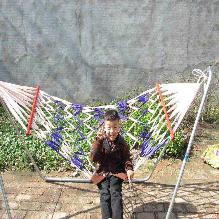 Widening Coloured Strips Mesh Wood Stick Hammock Bed New Pint Wide Mesh Hammock Outdoor Special Price Indoor Swing Plant Direct