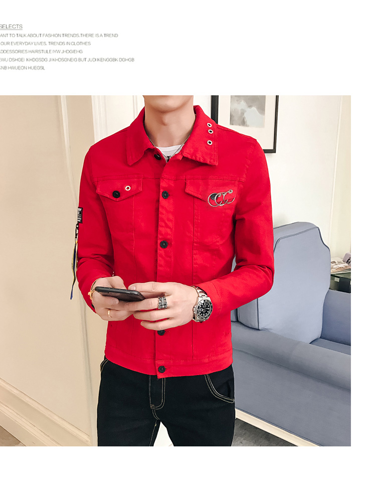 Denim áo khoác nam 2018 mới xu hướng tính cách áo khoác nam mùa xuân và mùa hè sinh viên Hàn Quốc Mỏng đẹp trai scorpion áo khoác denim