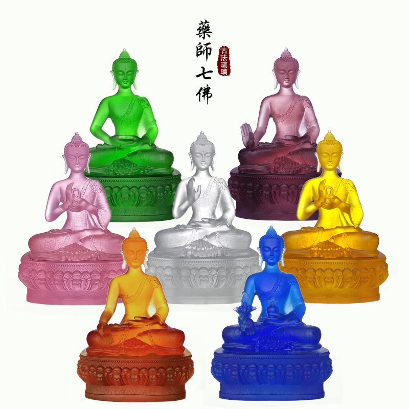 Glass Pharmacist Seven Buddha Signs Buddha Light as a Pharmacist Buddha