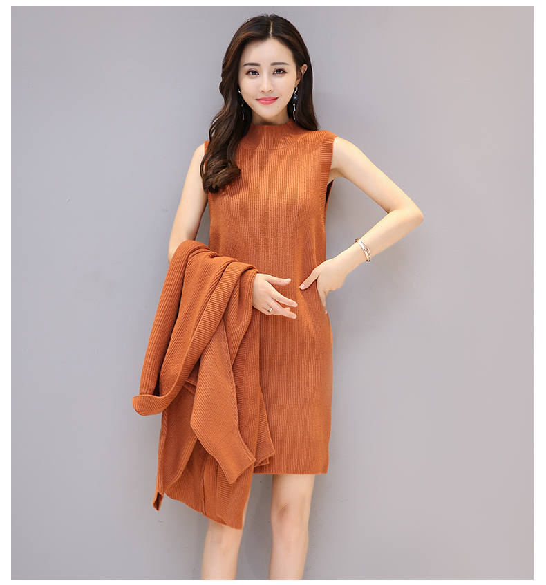 Đặc biệt hàng ngày mùa thu và mùa đông áo khoác mới của phụ nữ kích thước lớn dài lỏng dệt kim áo len hai dây váy len - Cardigan áo len nữ hàng hiệu