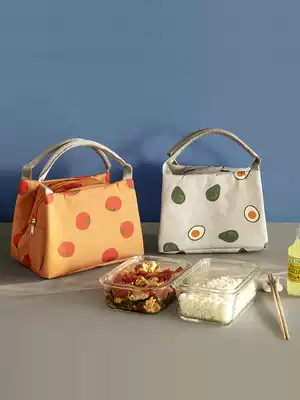 Thickened bento with portable bento bag Aluminum foil cute female hand carry bag with rice Insulation bag Student lunch bag