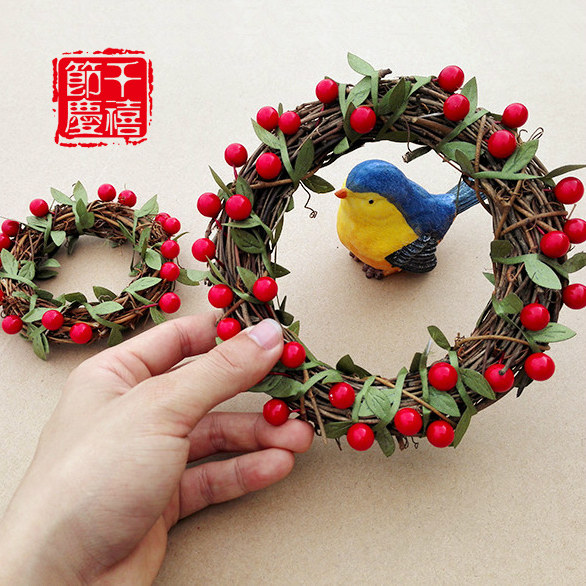 Christmas decoration rattan wreath garland gift packaging home wall decoration childlike handmade DIY material package