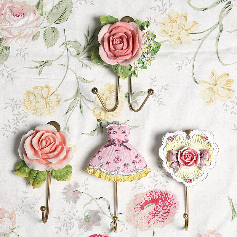 European-Style Pastoral Embossed Rose Flower Clothes Hook, Coat Hook, Kitchen Entryway Traceless Nail-Free Single Hook European-Style Pastoral Embossed Rose Flower Clothes Hook, Coat Hook, Kitchen Entryway Traceless Nail-Free Single Hook