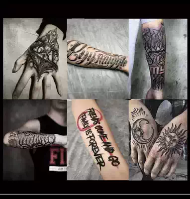 Tattoo patch waterproof male long-lasting hand back finger simulation tattoo Dark Flower hand semi-permanent disposable arm