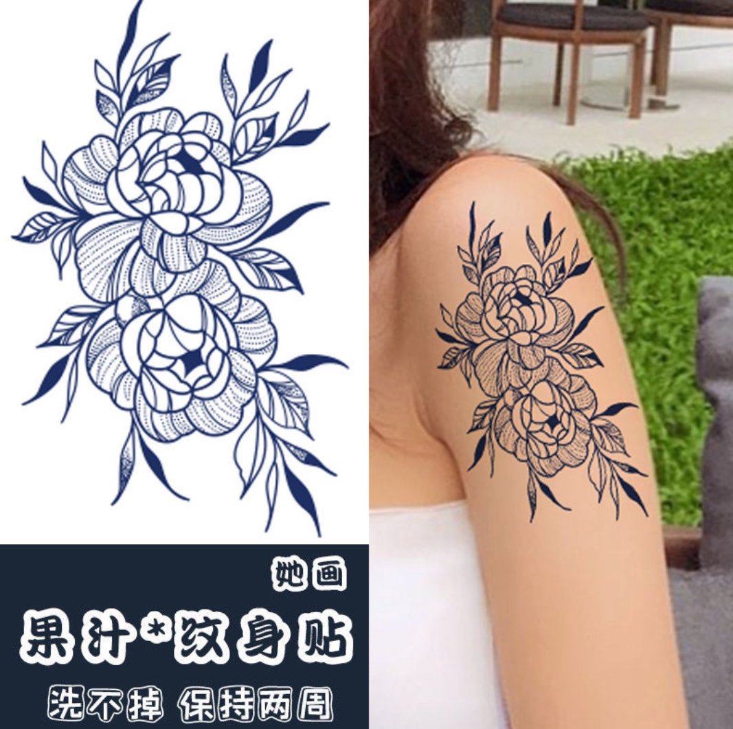 ins Athena Rose Chest Front Grass Ben Juice Tattoo Stuck half waterproof sweaty not falling color realistic