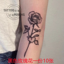 (new) Tattoo Sticker Rose Arms Dark Black Ensemble Waterproof Persistent Personality Female Male Pattern Tide Net Red