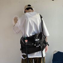 Dark Black Department Postman Wind Frock Machine Functions Diagonal Satchel Cloth Bag Men South Korea 100 Hitch Student Large Capacity Single Shoulder Bag Tide