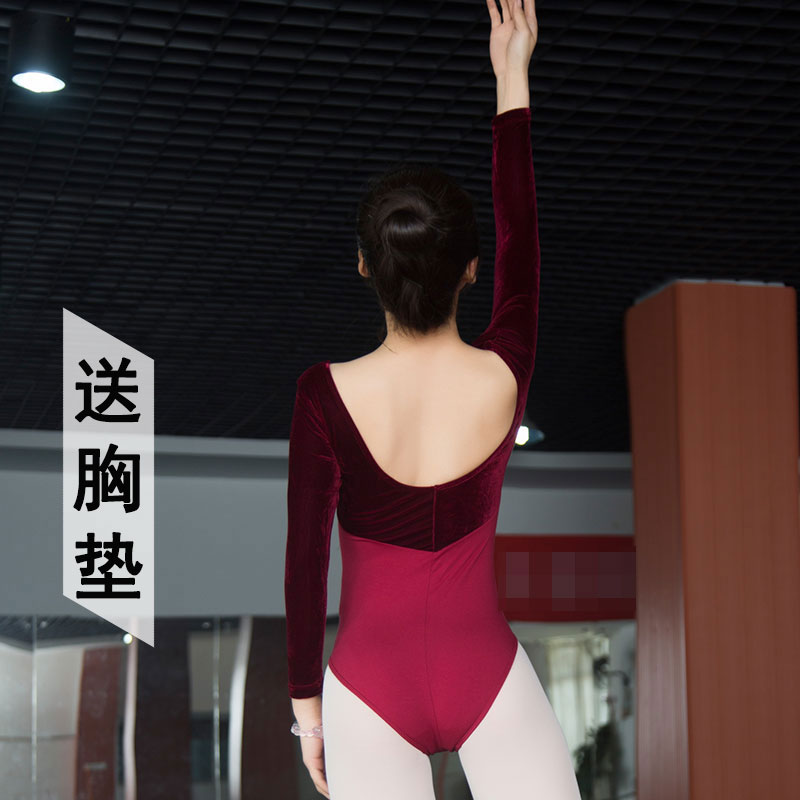 Ballet Dance Livedance with long sleeves Back to practice Gongfu Former knotted silk suede collage body clothes adult female