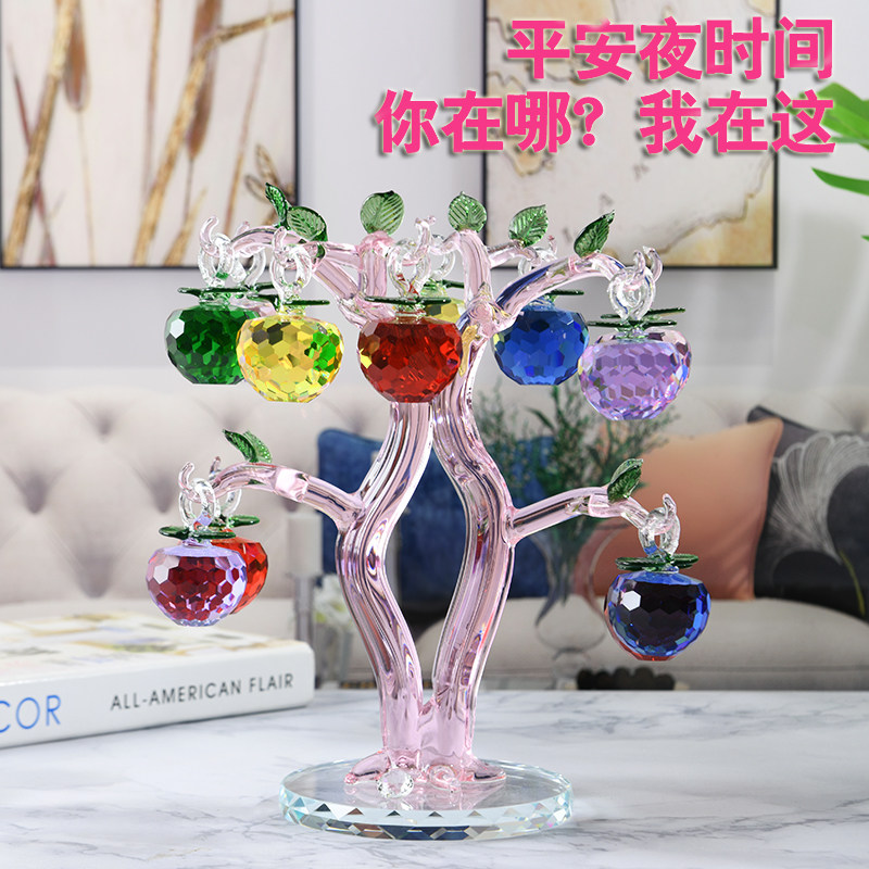 Crystal Apple Couple Tree Living Room TV Wine Cabinet Lucky Money Creative Wedding Gift Home Decoration Ornaments