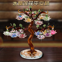 Crystal lotus tree living room creative lucky small ornaments wedding gifts opening feng shui TV wine cabinet decorations