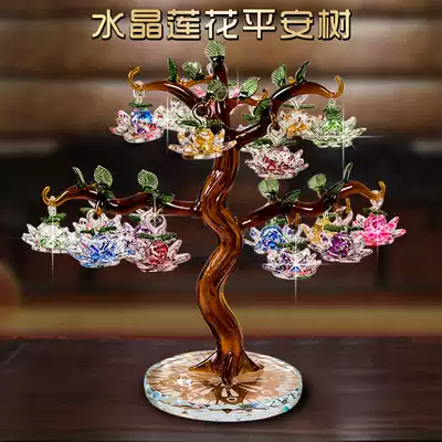 Crystal lotus tree living room creative lucky small ornaments wedding gifts opening feng shui TV wine cabinet decorations