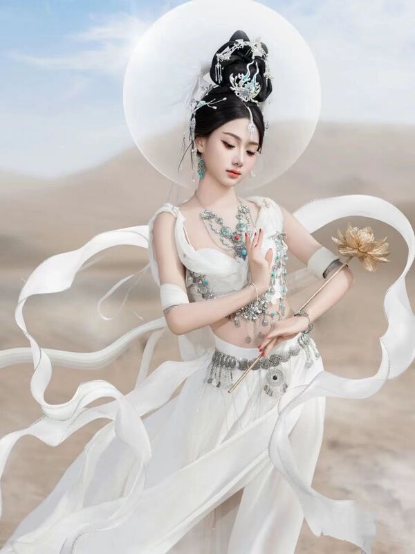 Dunhuang Flying Fairy Travel Photography Costume, Hanfu Style Photo Studio Photography, Exotic Photo Studio, Super Fairy Costume