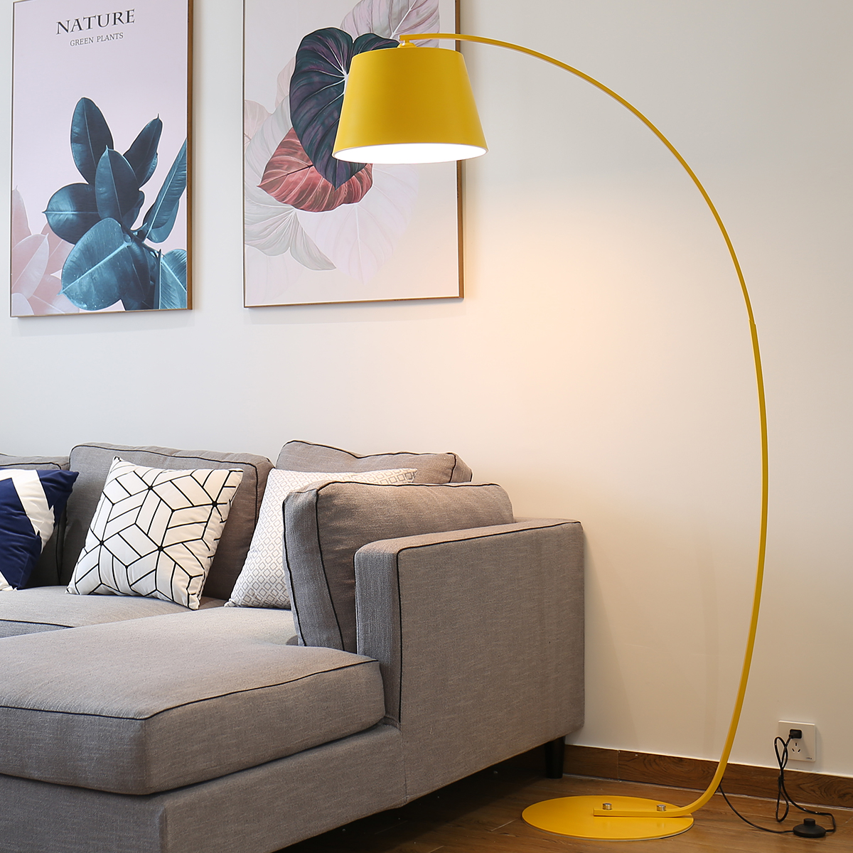 Floor lamp living room yellow fishing lamp simple modern study Nordic personality creative sofa bedroom decorative floor lamp