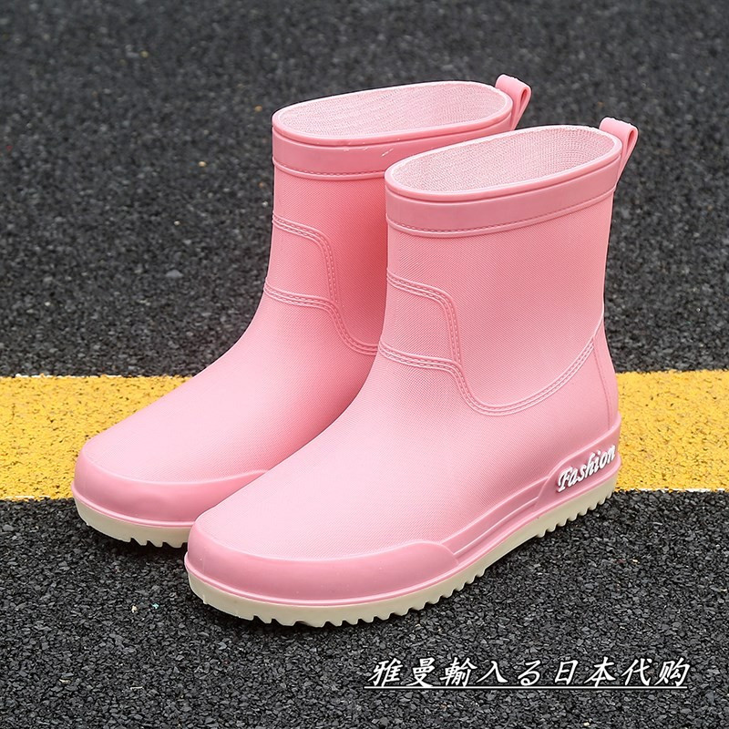 Japanese Japanese fashion rainshoes female spring and summer skid boots Short tube boots Shoes kitchen shoes