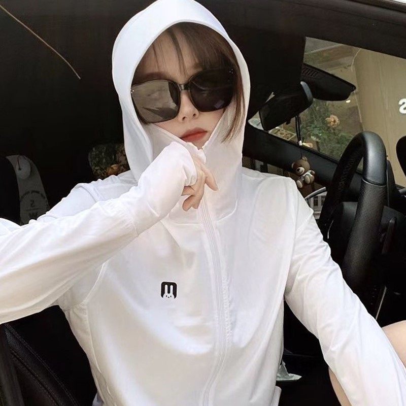 Japan gp summer ice silk sunscreen clothing female 2021 new long-sleeved hooded breathable driving and cycling sunscreen clothing