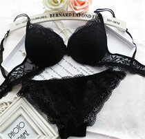 Summer special wine red red this year Europe and the United States gather black sexy lace womens underwear bra set