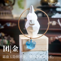 Qiaoming selection) Group gold)Ice species Aquamarine full baby lock 14k gold magnetic bracelet