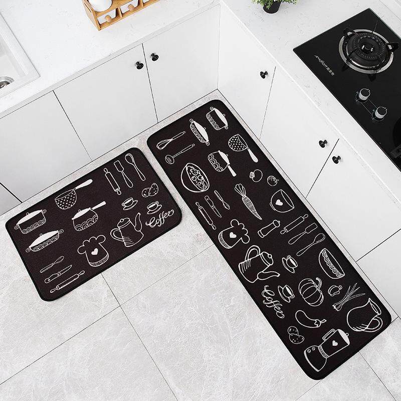 Kitchen L-shaped full paved long mat bathroom absorbent non-slip soft foot mat Japanese long balcony sliding door mat